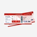Realistic airline ticket design with passenger name. Isolated on white Royalty Free Stock Photo