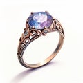 Realistic Alexandrite Ring With Gentle Tones - Art Nouveau-inspired Jewelry