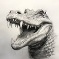 Realistic Alligator Sketch Detailed Rendering Of Happy Crocodile Portrait