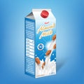 Realistic almond milk carton package. Milk package design isolated template for vegan natural meal. Dairy product for Royalty Free Stock Photo