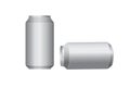 Realistic aluminium cans. Aluminum can mockup for design. Metallic tins. Vector mockup. Illustration on white background Royalty Free Stock Photo