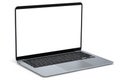 Realistic aluminum laptop with empty white screen isolated on white background. Royalty Free Stock Photo