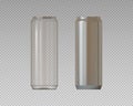 Realistic aluminum and plastic cans. Metallic and PET cans for coctails. Vector