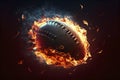 Realistic American football in the fire Royalty Free Stock Photo