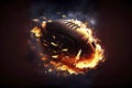 Realistic American football in the fire Royalty Free Stock Photo