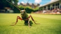 Realistic Anamorphic Grasshopper: A Candid Shot At Tennis Championships