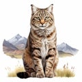 Realistic Andean Mountain Cat Illustration With Detailed Portraits