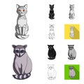 Realistic animals cartoon,black,flat,monochrome,outline icons in set collection for design. Wild and domestic animals Royalty Free Stock Photo