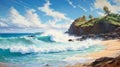 Realistic Anime Art: Ocean Scene With Cliff - Commission By Steve Henderson
