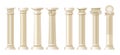 Realistic antique pillars set. Antique column, classic pillar Royalty Free Stock Photo