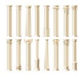 Realistic antique pillars set. Antique column, classic pillar. Ancient ornate pillars historic roman greek architecture facades Royalty Free Stock Photo