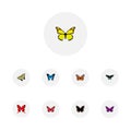 Realistic Archippus, Common Blue, Purple Monarch And Other Vector Elements. Set Of Beauty Realistic Symbols Also
