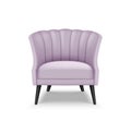 Realistic armchair or sofa for luxury living room interior design. Purple velvet chair template Royalty Free Stock Photo