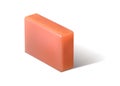 Realistic aromatic soap bar. Square shape body care cleanser. Glycerin cosmetic detergent with shadow. 3D hygienic