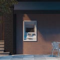 Realistic ATM machine on urban industrial wall. 3d rendering. Royalty Free Stock Photo