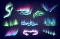 Realistic aurora. Northern sky lights. Arctic and Antarctic polar night with glowing celestial effects mockup. Abstract iridescent