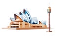 Vector australia landmark sidney theater tower 3d