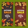 realistic autumn vertical sale banners set vector illustration Royalty Free Stock Photo