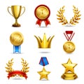 Realistic award icons set