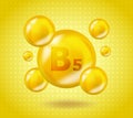 Realistic B5 Vitamin Pantothenic design. Yellow nutrition illustration concept. 3D Vitamin complex B5 Pantothenic design