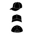 Realistic back front and side view white baseball cap. baseball cap black template. sport caps sign. flat style Royalty Free Stock Photo