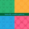 Realistic background of colorful butterflies. Summer flying insects set for greeting cards and scrapbook seamless pattern.