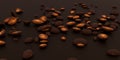 Realistic background with falling roasted coffee bean with blur effect. Flying espresso seed. Coffee grains burst for Royalty Free Stock Photo