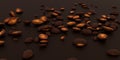 Realistic background with falling roasted coffee bean with blur effect. Flying espresso seed. Coffee grains burst for Royalty Free Stock Photo