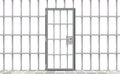 Realistic background prison iron interior. Gray door jail cells bars modern. Banner vector detailed illustration metal lattice.