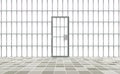 Realistic background prison iron interior. Gray door jail cells bars modern. Banner vector detailed illustration metal lattice. Royalty Free Stock Photo