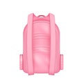 Realistic backpack for school, back view. Casual rucksack for teenage schoolgirl student isolated