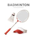Vector 3d badminton shuttlecock white mock up Royalty Free Stock Photo