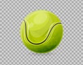 Realistic ball for big tennis, close-up. Sports equipment, competitions, hobbies.
