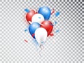 Realistic balloons composicion in red, blue and white colors. Vector elements isolated for national holiday backgrounds