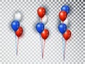 Realistic balloons composicion in red, blue and white colors. Vector elements isolated for national holiday backgrounds