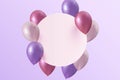 realistic balloons with empty banner vector design illustration