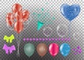 Realistic balloons set. 3d balloon different colors, isolated on background. Vector illustration, clip art