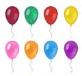 Realistic balloons set. 3d balloon different colors, isolated on white background. Vector illustration, clip art.