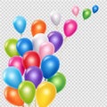 Realistic balloons vector background template. Flying colorful balloons isolated on transparent background Royalty Free Stock Photo