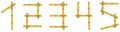 1 2 3 4 5 Realistic bamboo numbers, vector illustration Royalty Free Stock Photo