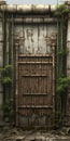 Realistic Bamboo Wall With Wooden Door - Fantasy 2d Game Art