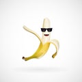 Realistic banana character wearing sunglasses, vector Royalty Free Stock Photo