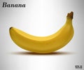 Realistic banana, ripe yellow banana on white background, ripe 3D realistic banana