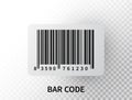 Realistic bar code isolated on transparent background. Black tracking barcode with numbers. Label information. Product
