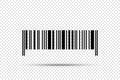 Realistic barcode vector icon with shadow on transparent background