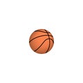 Realistic basketball ball in orange vector icon. Royalty Free Stock Photo