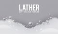 Realistic bath foam. Lather effect. Soap bubbles on transparent background Royalty Free Stock Photo