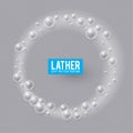 Realistic bath foam. Lather effect. Soap bubbles on transparent background Royalty Free Stock Photo