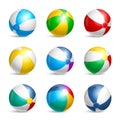 Realistic Beach Ball Icon Set