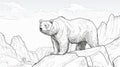 Realistic Bear Illustration: Standing On Rocks In Gray And White